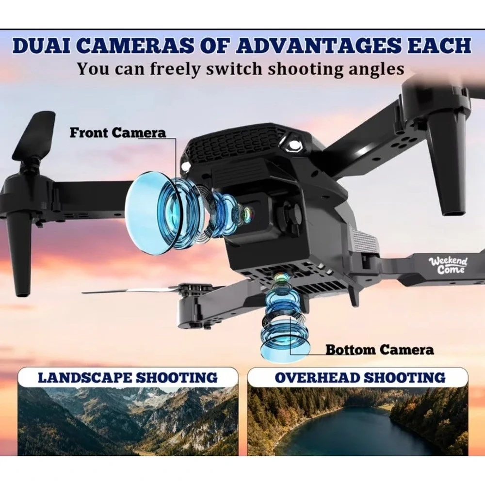 New Upgraded Carbon Fiber Drone – Dual Camera & 4 Batteries